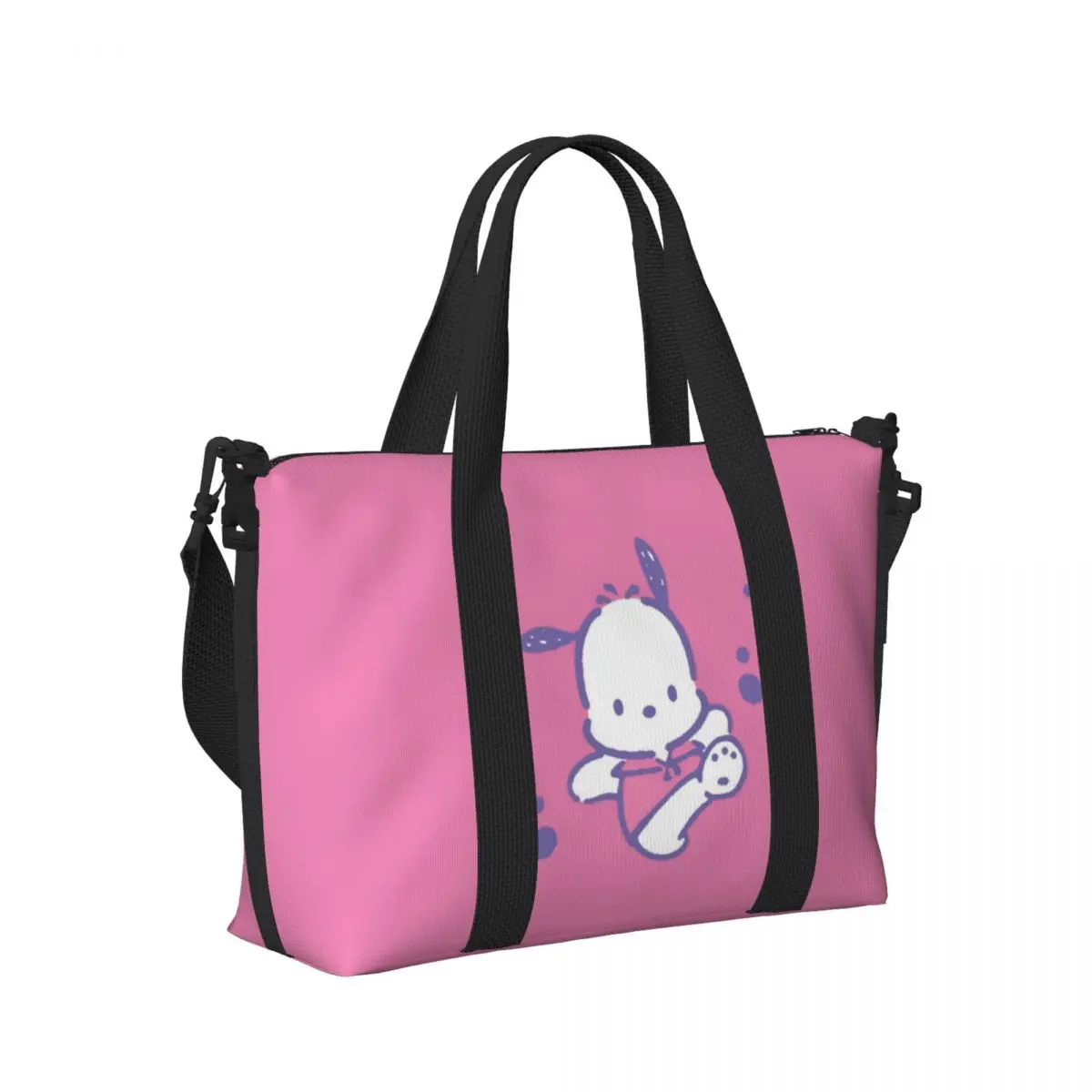 Pochacco-Bolso de mano de playa personalizado para mujer, bolsa de viaje de dibujos animados, bonito Anime, Gran compartimento, para gimnasio