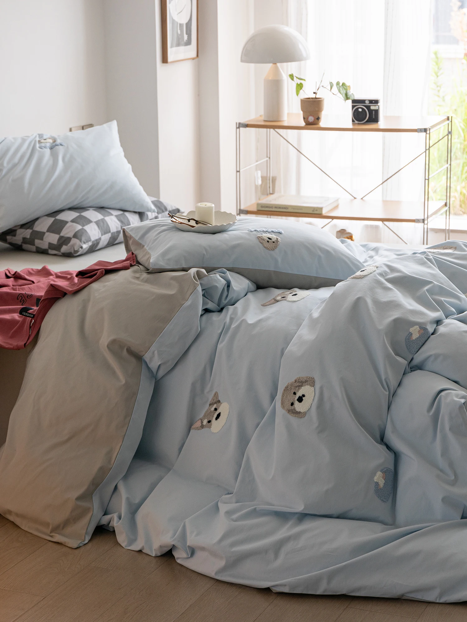 Thickened Pure Cotton Fleece Bedding Set Cartoon Winter Warm Doggie Design Quilt Cover Sheet Pillowcase Bedding Accessories