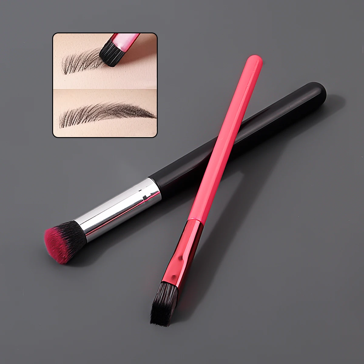 2pcs soft concealer brush, contouring brush, bionic angled eyebrow brush, multi-functional facial makeup brush tool