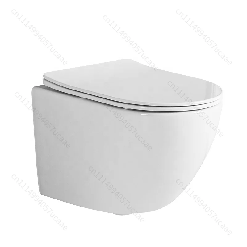 New Arrival Rimless Ceramic One Piece Dual-Flush Hotel Wall Hung Toilet Black with Hidden Water Tank Seat