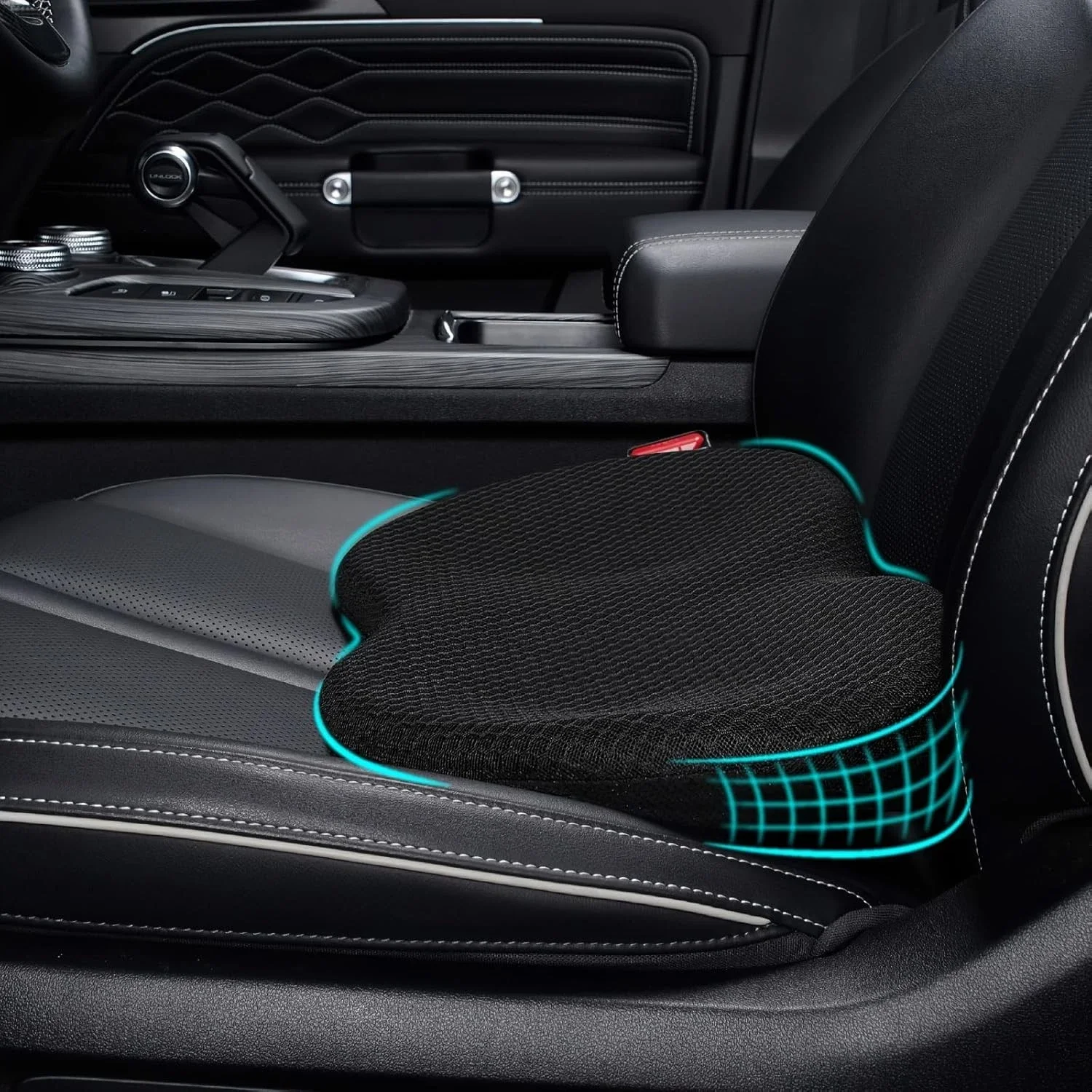 HOMEFISH Almofada Universal 2 em 1 para Assento de Carro com Espuma de Memória e Suporte Lombar Respirável para Motorista