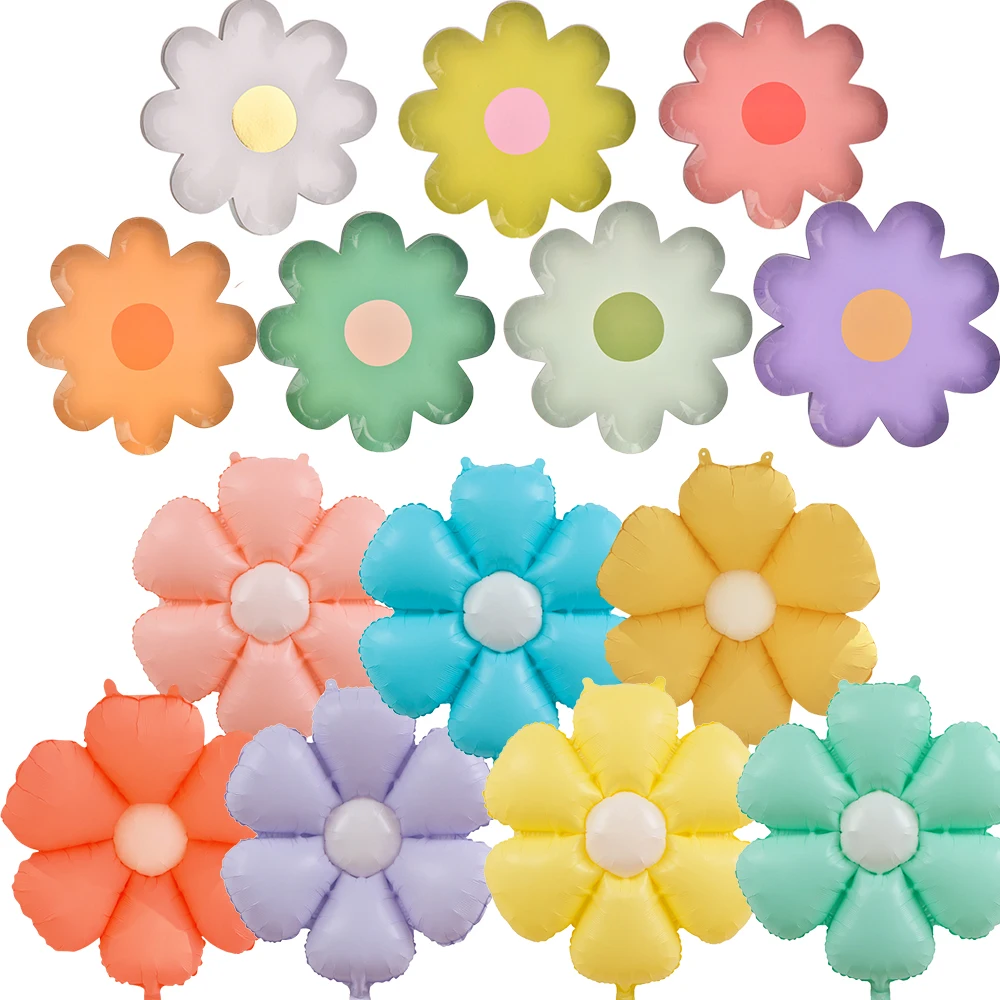 Balony z kwiatem stokrotki Kolorowe balony foliowe Macaron Daisy na ślub Stokrotka Dekoracja urodzinowa DIY Materiały imprezowe