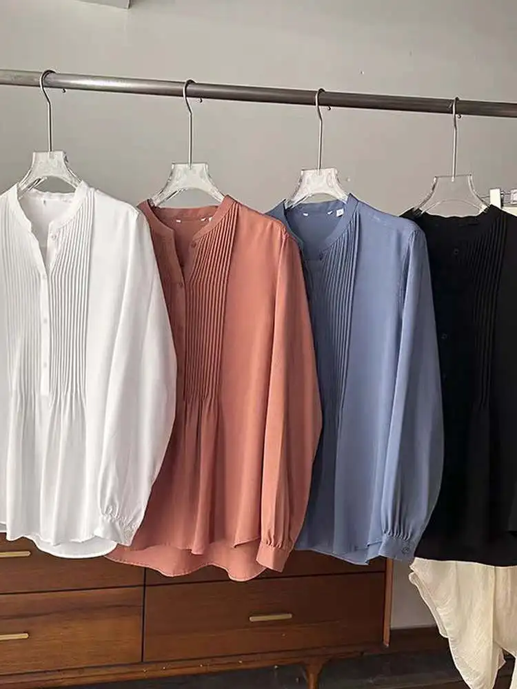 

Свободный женский длинный све, круглый топ Ne Accordion со складками, повседневный удобный дышащий осенний топ