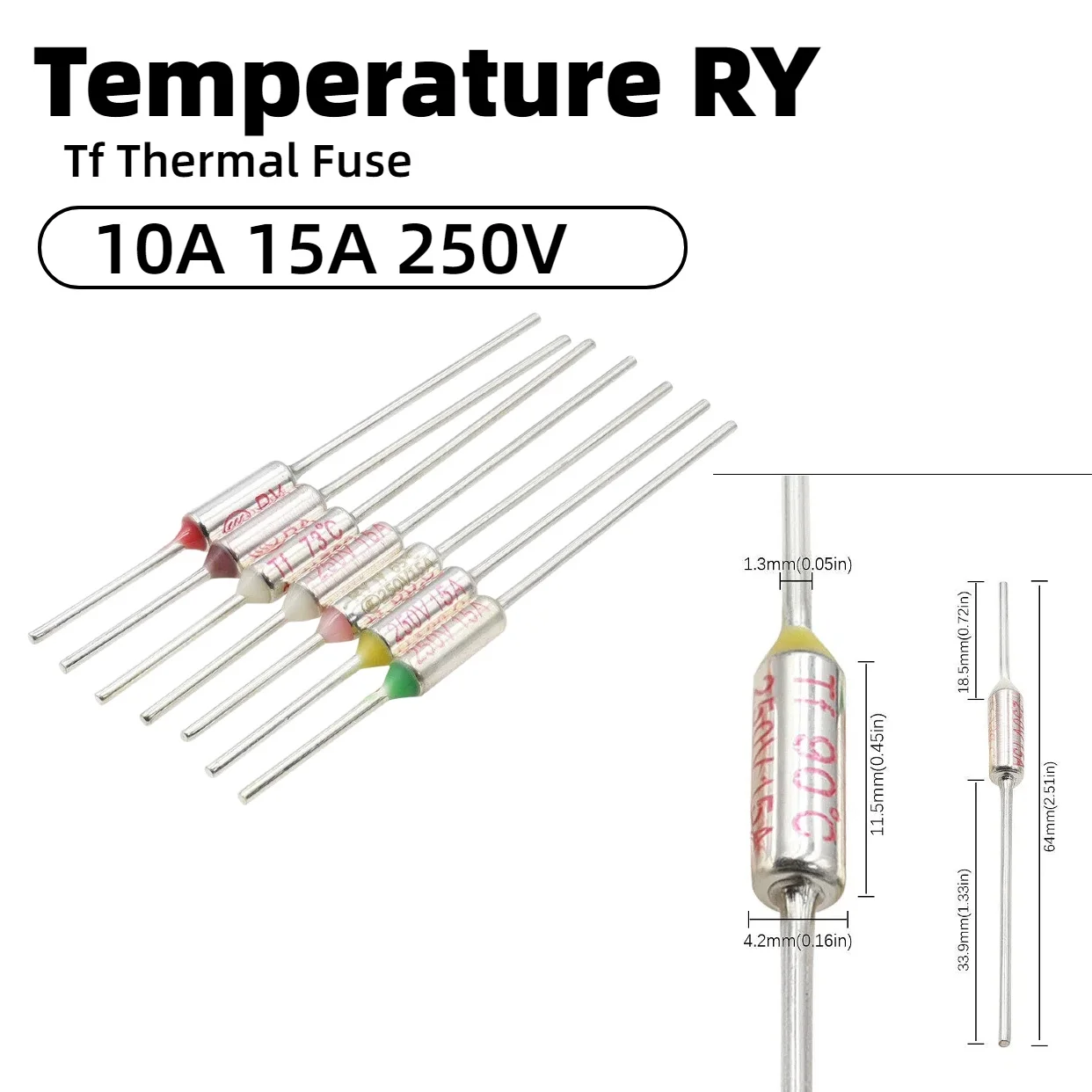 5-10pcs RY TF Thermal Fuse 10A 15A 250V Thermal Cut Off Link 73 77 94 99 113 121 133 142 157 172 185 192 216 227 240 280 300°C