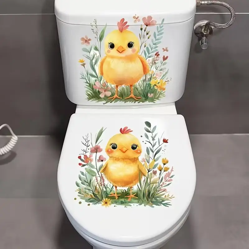Chicken Peacock Toilet Sticker Waterproof Animals Bathroom Wall Sticker Self-Adhesive Removable Decals Home Decor