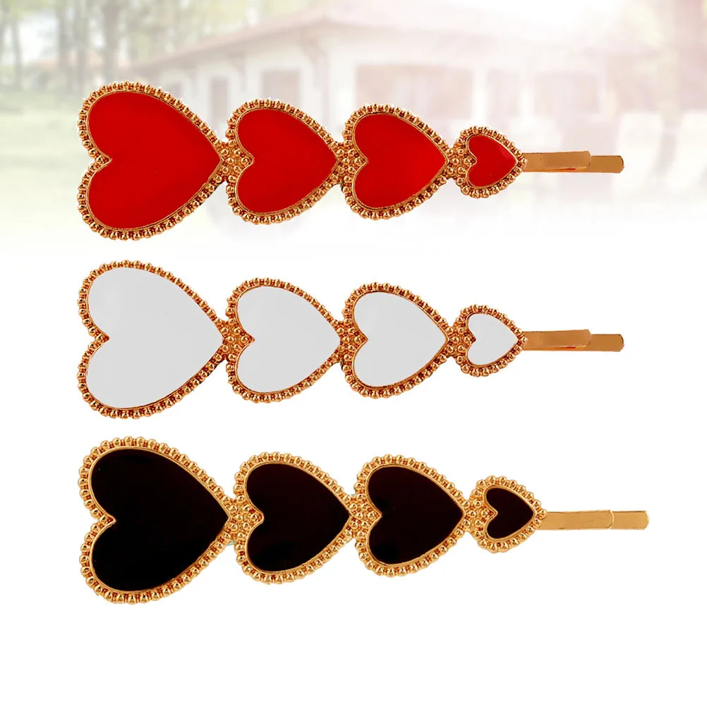 

3Pcs Heart Shaped Bobby Pin Exquisite Hair Clip for Women Girls Stylish Accessory for Party Daily Outfit Hair Accessories