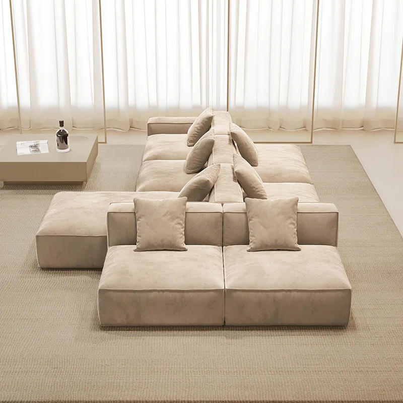 

Sofa fabric tofu block Italian minimalist large horizontal hall back to back living room