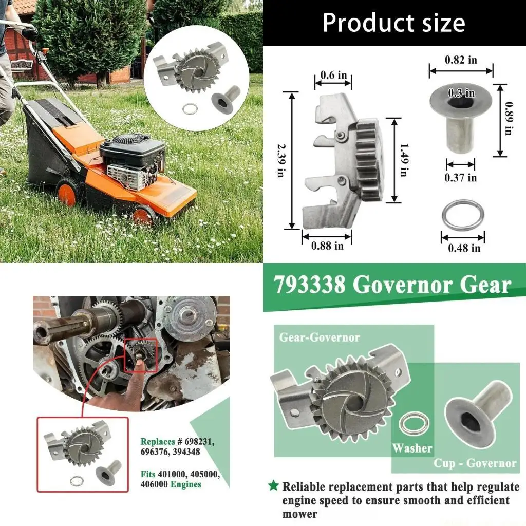 A2BE Exactness Engine Speed Control Gears For Lawn Mowers 2PCS Stainless Steel Repair No O Rings Included