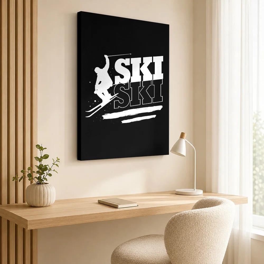 Skiing Ski Skier Canvas Poster Custom Sports Portrait Canvas Wall Art for Game Room Man Cave Decor Ready to Hang Gift for Fans