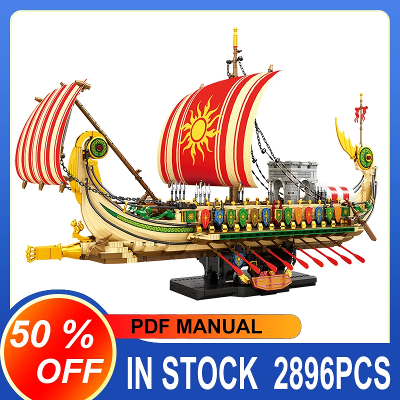 Reobrix 66102 Greek Warship Building Sets for Fun Building Blocks Boat Ship Brick Assembly Puzzle Toy Christmas Gift For Boy Kid