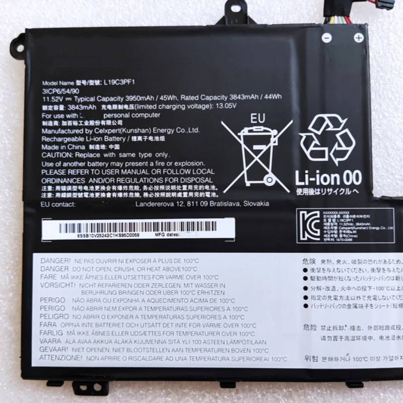 Imagem -02 - Bateria do Portátil para Lenovo L19c3pf9 L19d3pf0 L19c3pf1 L19m3pf2 L19l3pf8 K4e e4 e5 Arr Thinkbook 14 15 Iml Iil 20rv 20sl 20sm