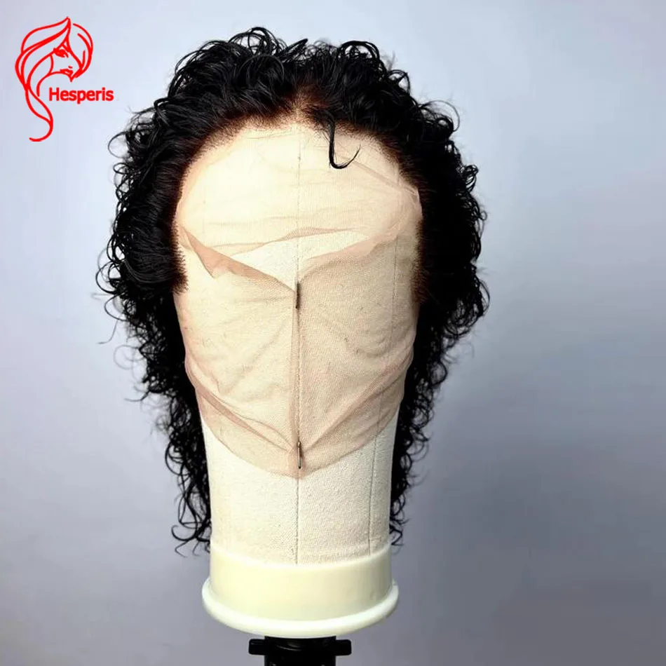 Hesperis onda profunda onda peruca de cabelo humano para homens brasileiro remy tainha perucas dianteiras do laço cabelo humano brasileiro remy perucas curtas