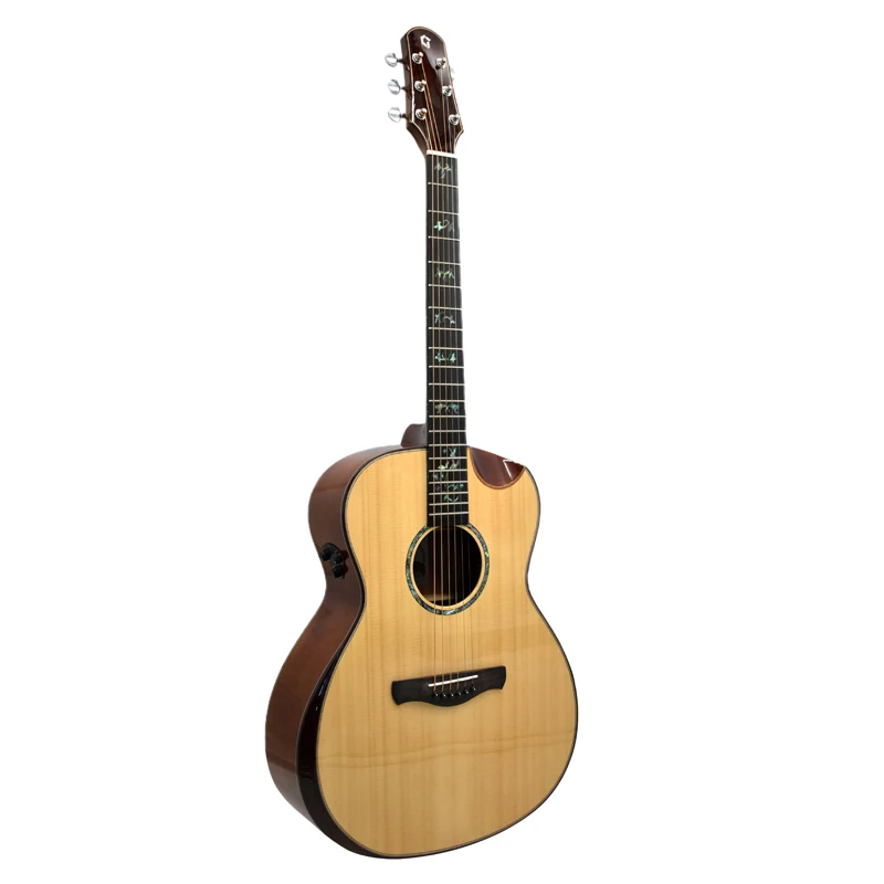 41 Inch High End Handmade High-Gloss Top Solid Spruce Semi Cutaway Acoustic Guitar With Resonance EQ Geake JD-10plus