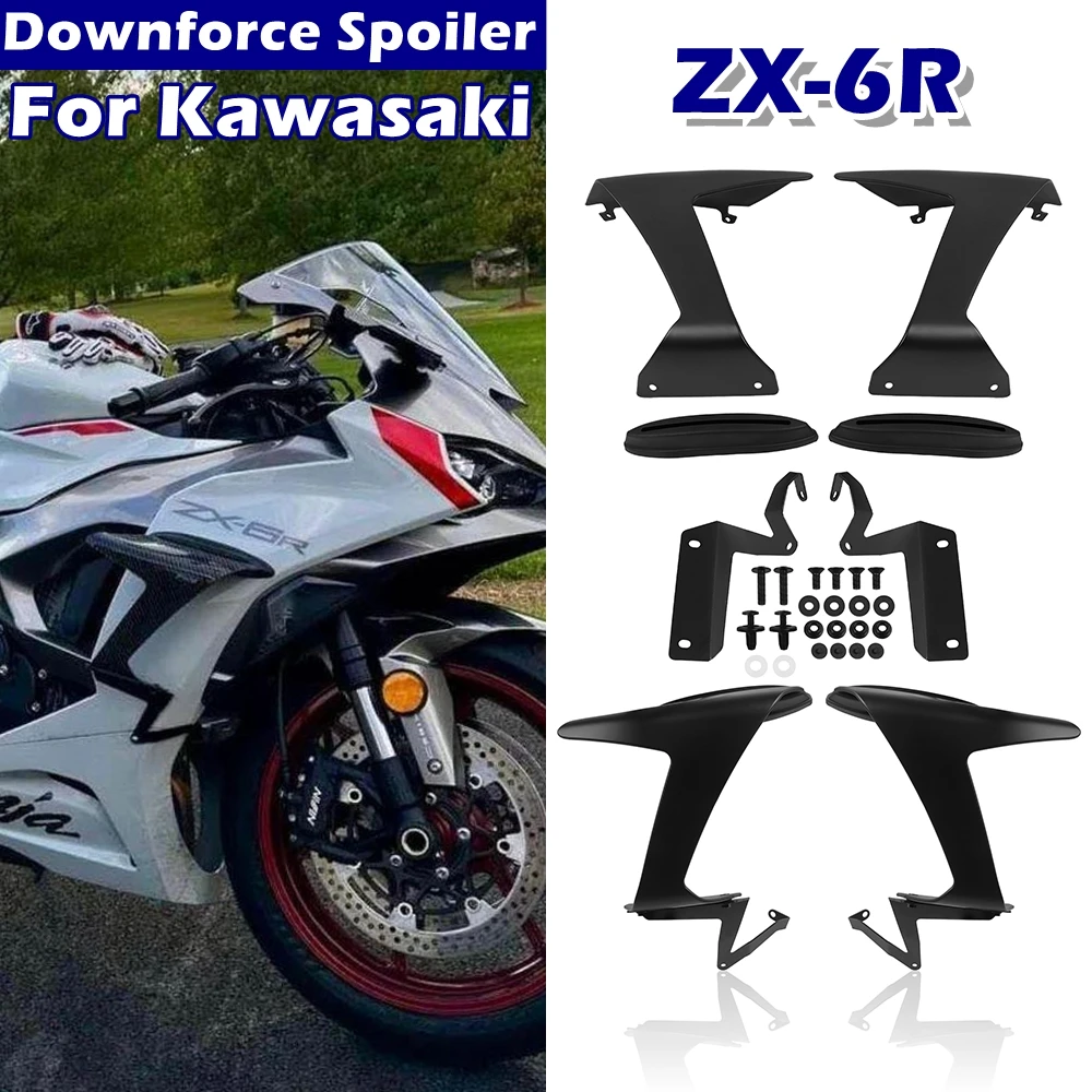 Motorcycle Frontal Naked Downforce Spoiler For Kawasaki ZX6R ZX-6R ZX 6R zx6r 2024 2025 2026 Aerodynamic Side Fairing Winglets