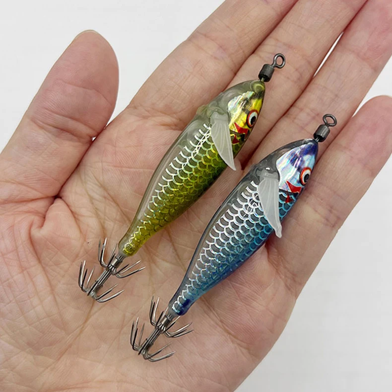ShareShark 10 Stück/Box 5,6g Leuchtende Horizontale Garnelen-Tintenfischhaken-Köder-Set Geeignet für Meeresangeln auf Tintenfische und Oktopus – Detail 12