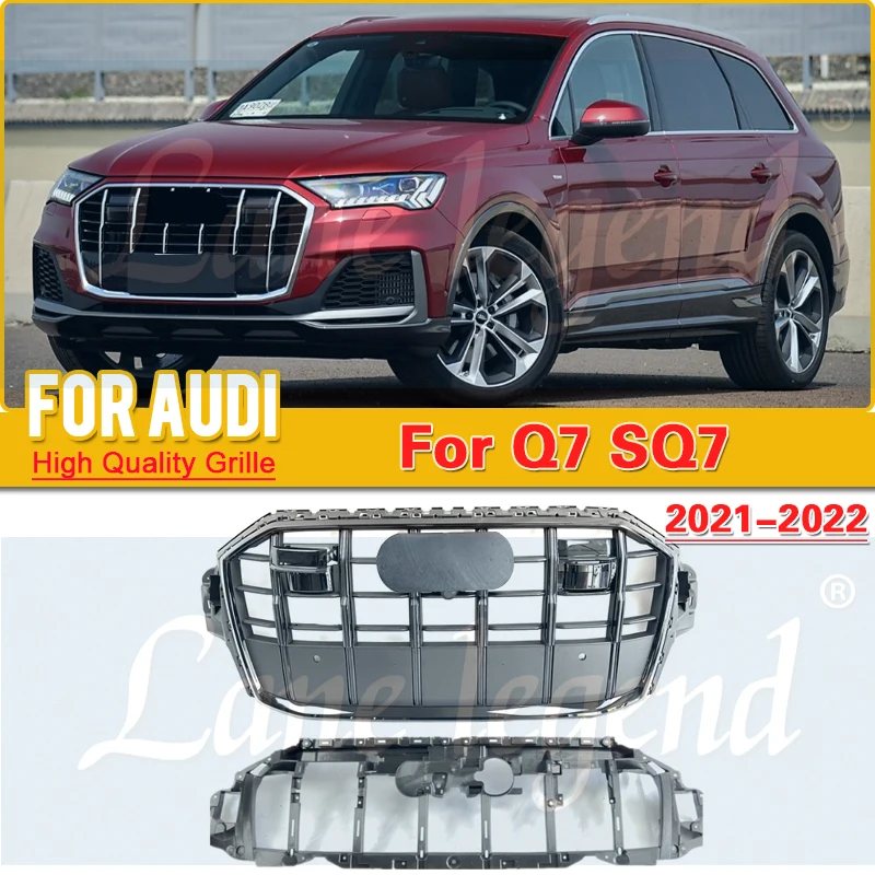 High Quality Matte Black Grilles For Audi Q7 2021-2022 Upgrade SQ7 Front Mesh Bumper Hood Grille Racing Grills