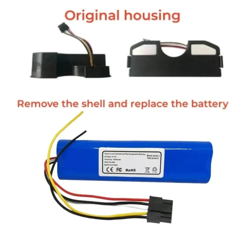 2024 CECOTEC CONGA 3090 3091 3092 1690 1890 2090 Robot Vacuum Cleaner Battery Pack Replacement Accessories 14.4 Volts 12800 mAh