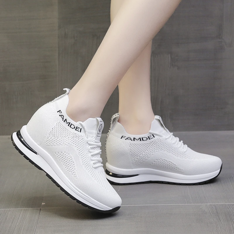 2022 Women\'s Sports Shoes Spring and Autumn New Wedge Heel Platform Shoes Mesh Breathable Casual Shoes Outdoor Walking Shoes