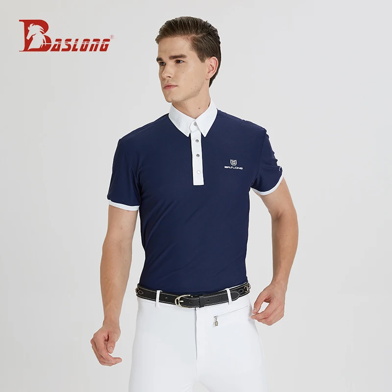 Baslong 승마 티셔츠 폴로 셔츠 전문 승마 반팔 남성 승마 장애물 경쟁 승마 훈련 의류 전문 승마 의류