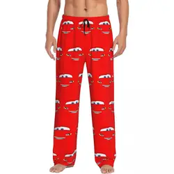Custom Happy Cars Lightning McQueen Pajama Pants Men's Cartoon Lounge Sleep Drawstring Sleepwear Bottoms with Pockets