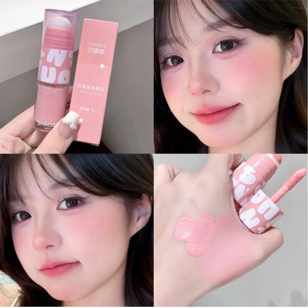 Fard à joues liquide rose Double tête, crème de maquillage Rouge joue, longue durée, imperméable, faible Saturation, mat, pêche, cosmétiques pour le visage