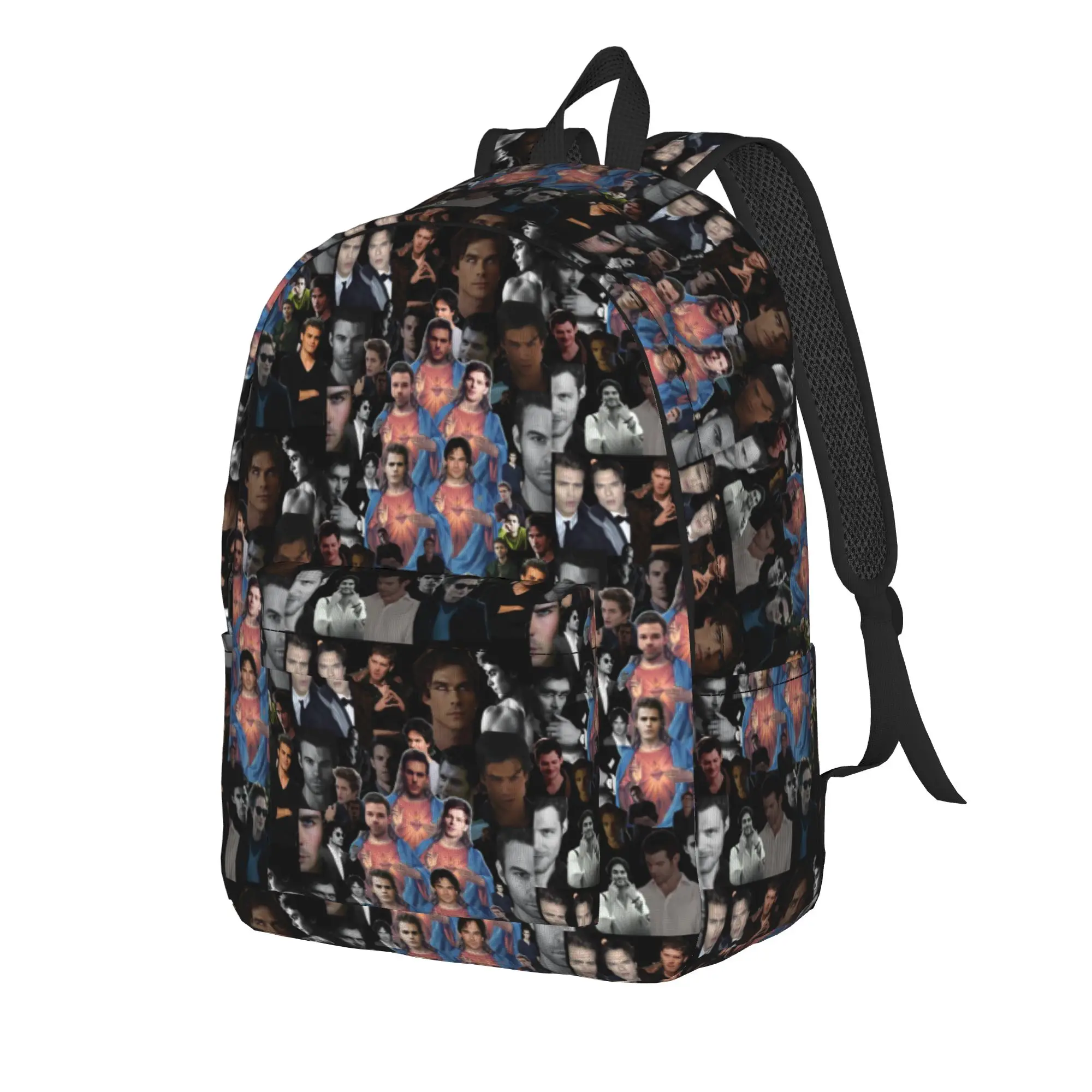 The Vampire Diaries Resuable Movie Backpack Damon Salvatore Unisex Polyester Backpacks Lightweight High School Bags Rucksack
