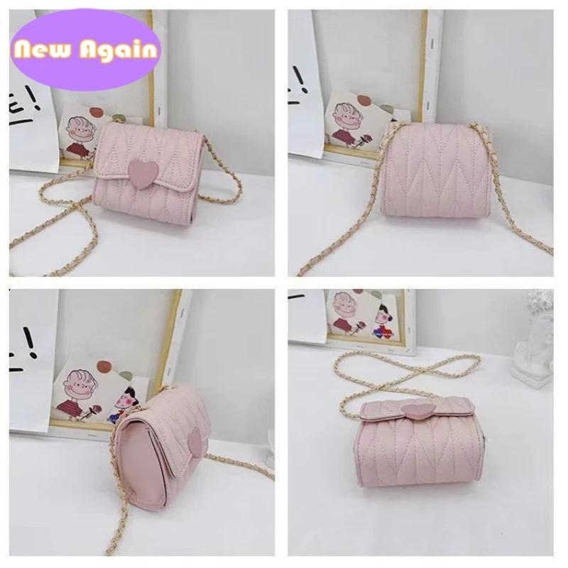 Children's princess chain Crossbody bag  Girls lovely Rhomb single shoulder bag Toddlers little mini purse Kid PU walletS NA047