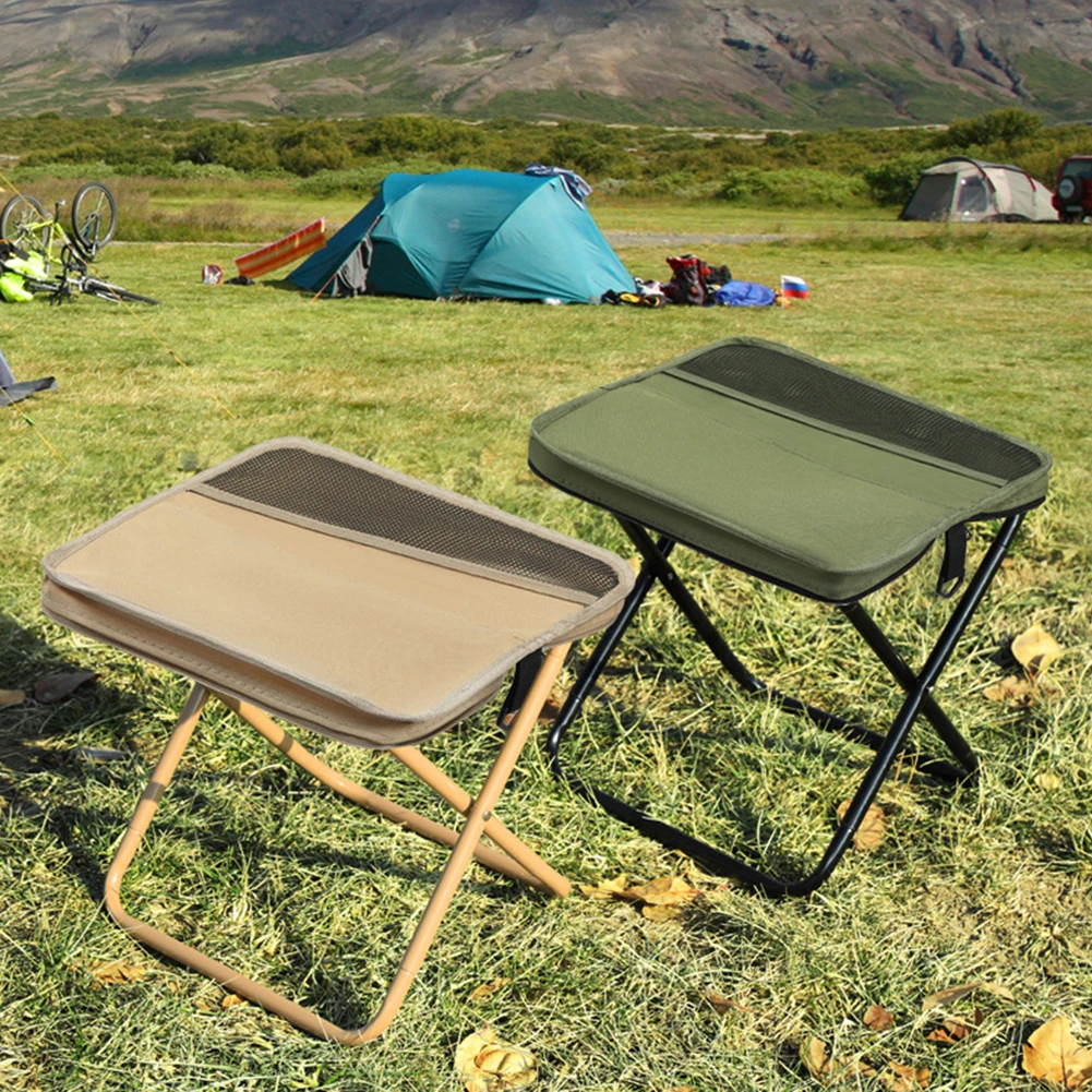 Outdoor Portable Fishing Stool with Mesh Bag Integrated Storage Chair Wear Resist for Picnic Gardening Barbecuing Hiking