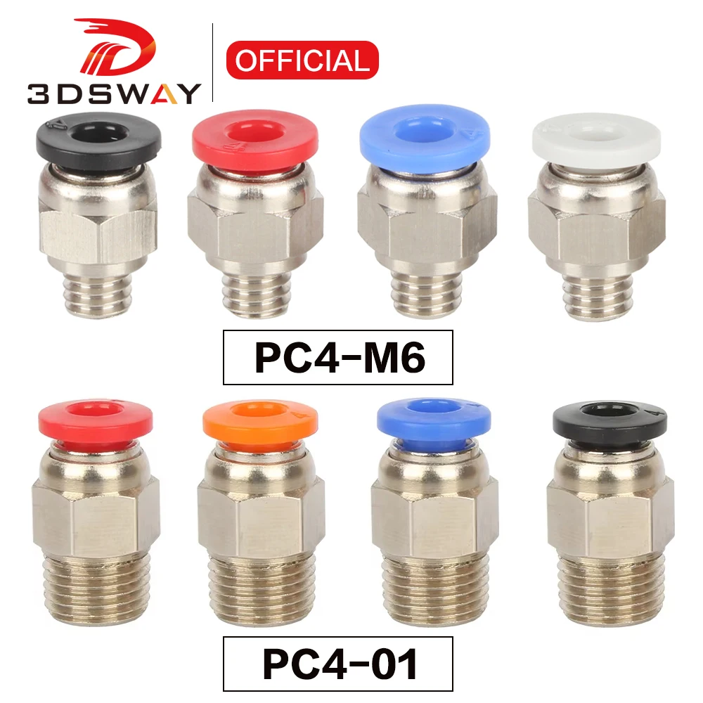 Części drukarki 3D 3DSWAY PC4-01 szybkozłącze złączki pneumatyczne złącze 4*2 podawanie PTFE dla e3dv6 Hotend 1.75mm Filament