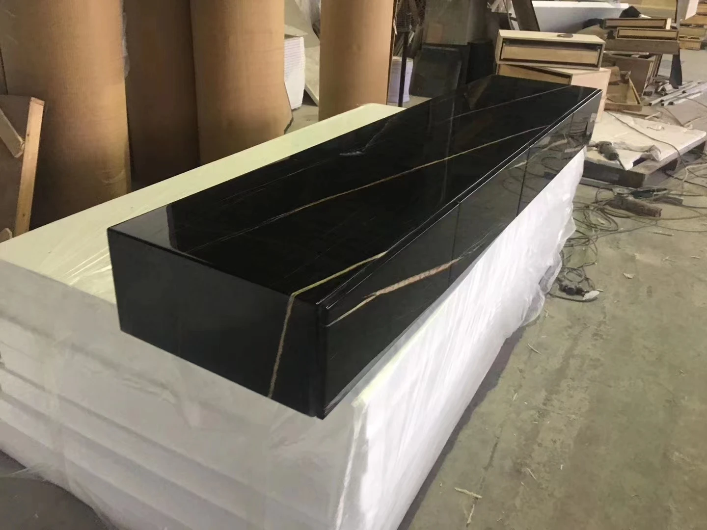 55/65/85 Inch Modern TV Unit Malaysia Contemporary Living Room High Gloss TV Cabinet Black TV Table Stand Storage