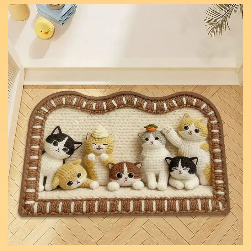 VIKAMA Cute Animal Alien Floor Mat Cartoon Pet Door Mat Bathroom Entrance Shower Room Home Decoration