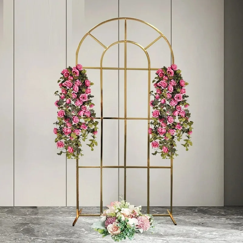 

1PCS Shiny Gold Wedding Gilded Arch Screen Flower Stand Balloon Arch Birthday Party Background Decoration