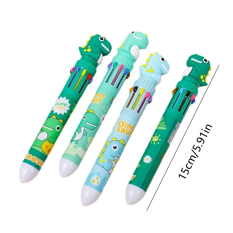 A 10-color retractable ballpoint pen with a dinosaur theme - an interesting and creative stationery gift