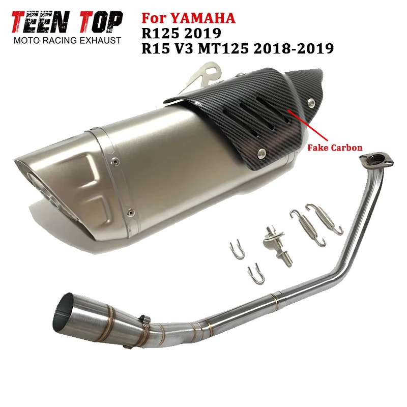 

R15 V3 Exhaust System For Yamaha YZF-R15 V3 MT125 R125 Modified Full Exhaust System 450mm Muffler Silencieux 51mm Exhaust Pipe