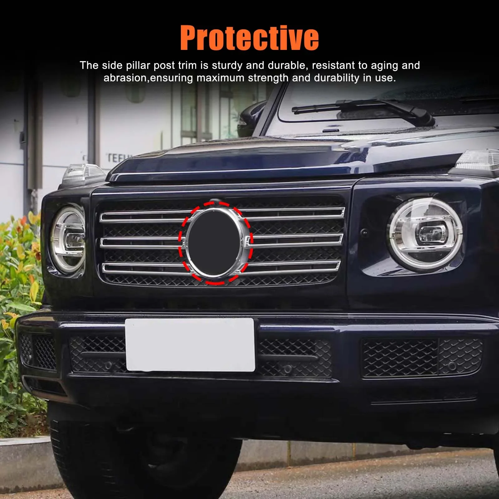 

For Mercedes-Benz G-Class W463 2019+ ABS Front Car Logo Emblem Badge Ring Decoration Cover Exterior accessories