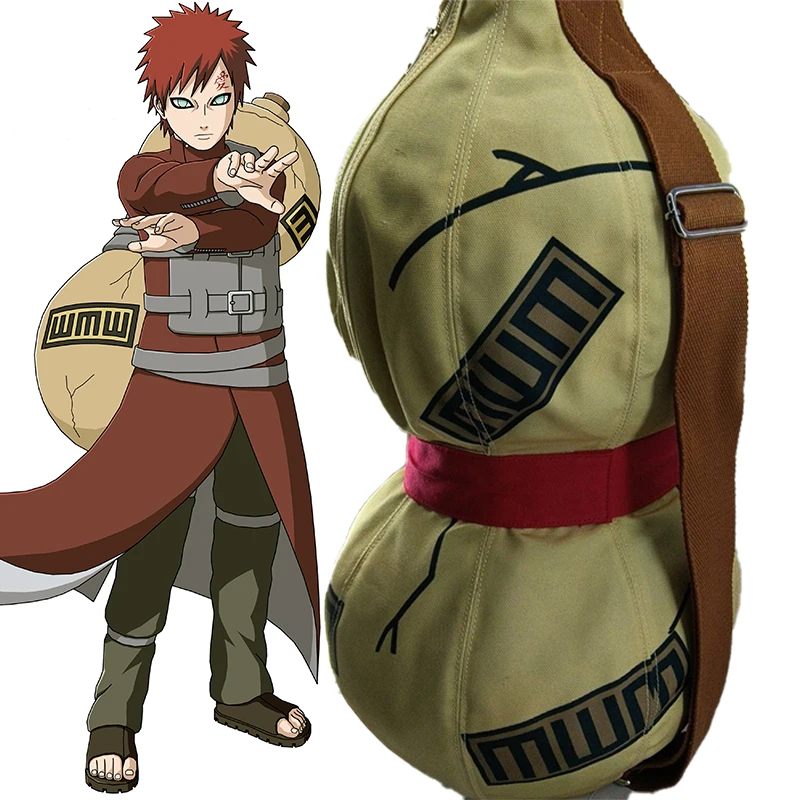 Cosplay Naruto Gaara Kürbisförmiger Rucksack Canvas-Requisitentasche Uzumaki Anime Schulter-Umhängetasche Kinder-Geschenk Halloween Cosplay-Zubehör