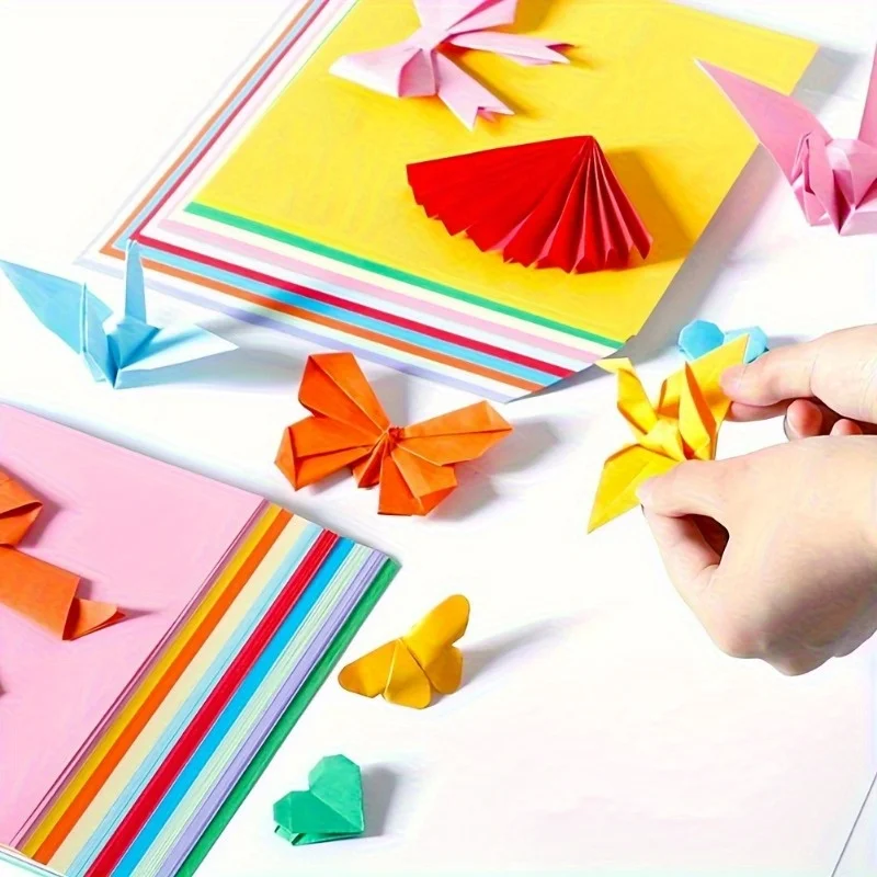 100 Sheets A4 Colored Origami Paper For DIY Art Craft 10 Colors A4 Printer Paper Fold Craft Paper Crane Kid Handmade Stationery