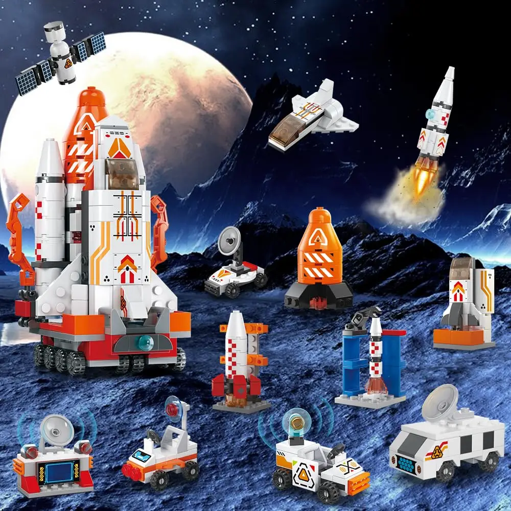 277PCS Space Building Blocks 12 in 1 Mini Shuttle Building Brick Set aerospaziale Rocket Toy Kids Classroom premi Party Favor Gift