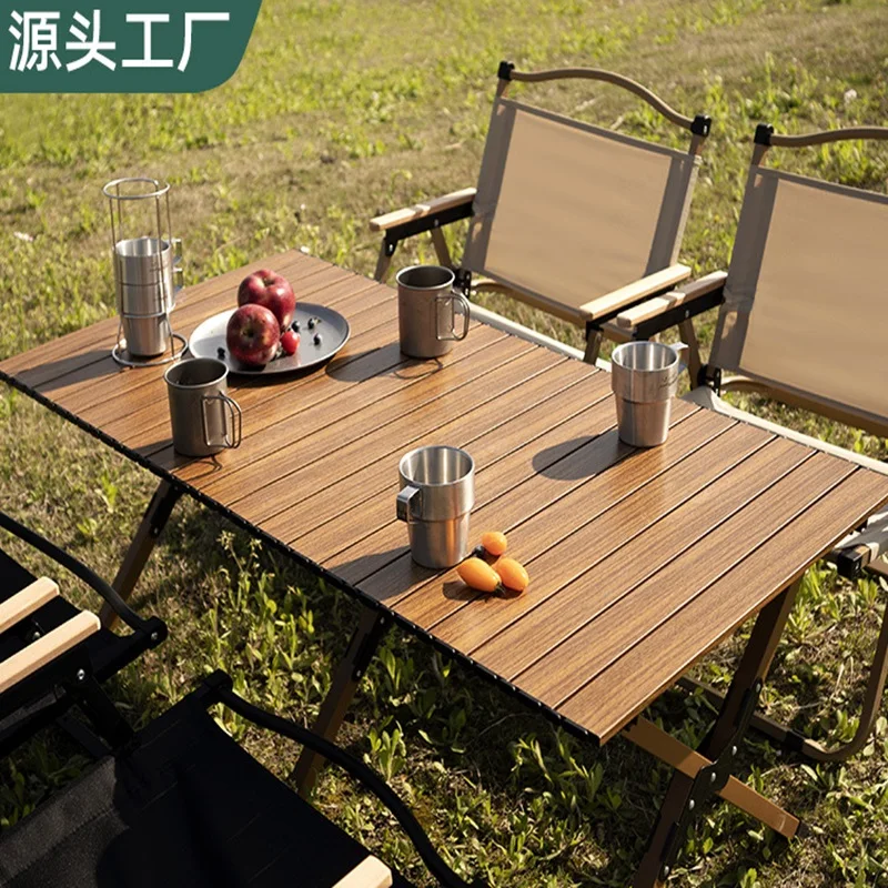 Camping foldable outdoor table, portable folding barbecue stall table