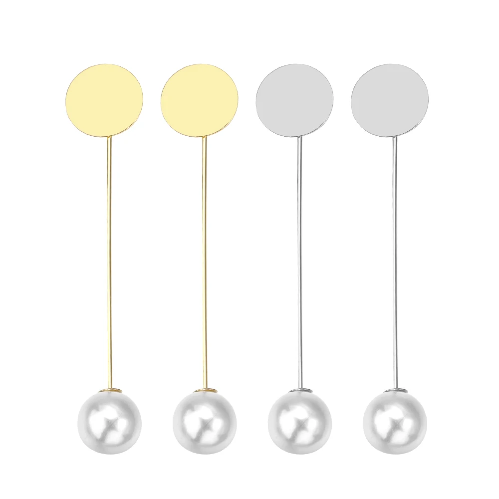 10 Stück 15mm Imitationsperlen Lange Broschen-Basen Gold Rhodium Blanko-Fassungen für DIY Kleidung Schmuck Deko-Zubehör