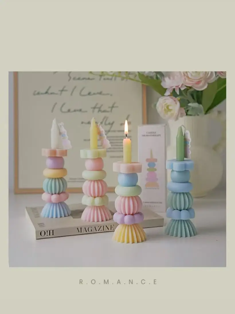 Vela Aromática Artesanal Geométrica en Capas, Vela con Aroma Encantador para Decoración de Habitaciones, Regalo de Año Nuevo, Regalo de Cumpleaños, Regalo de Boda