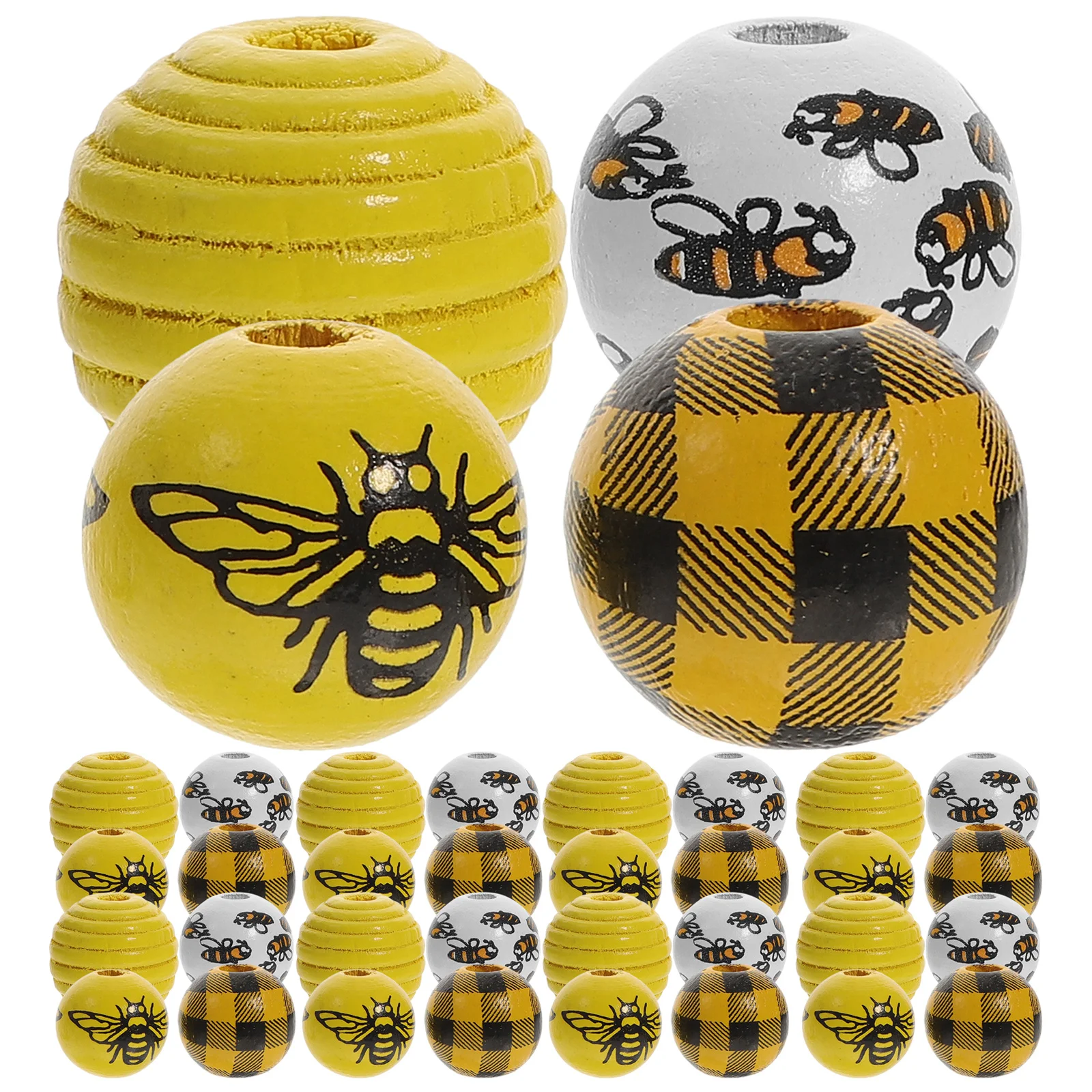 120 Stück Kinder-DIY-Holzperlen zur Dekoration, Bienen-Thema Bastelzubehör für Bauernhaus-Party, Kinderzimmer-Dekoration, Handgemachter Schmuck