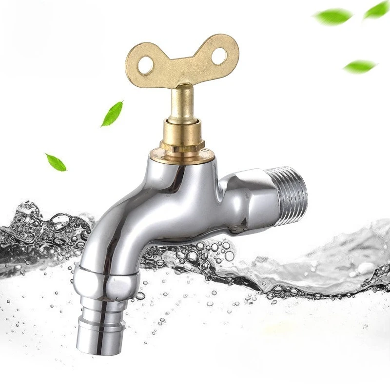 

Outdoor Washer Faucets Anti-theft Water Tap with Lock Key Alloy Body Single Key Switch Kitchen Garden Watering Fittings Tool