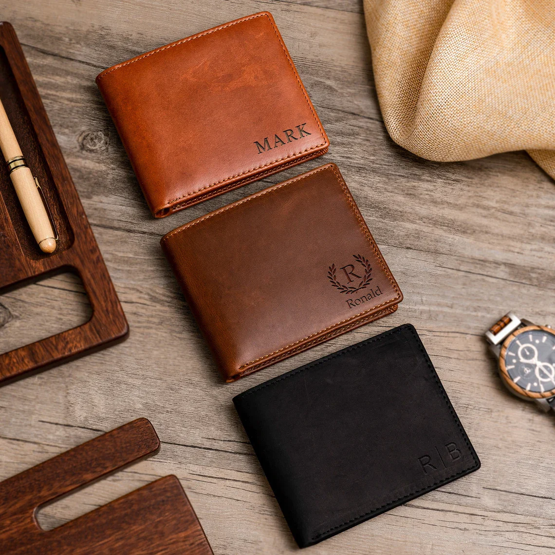 

Leather Wallet, Personalized Christmas Gift Mens Wallet, Anniversary Gift for Boyfriend, Son, Man, Him, Husband, Dad, Custom Eng