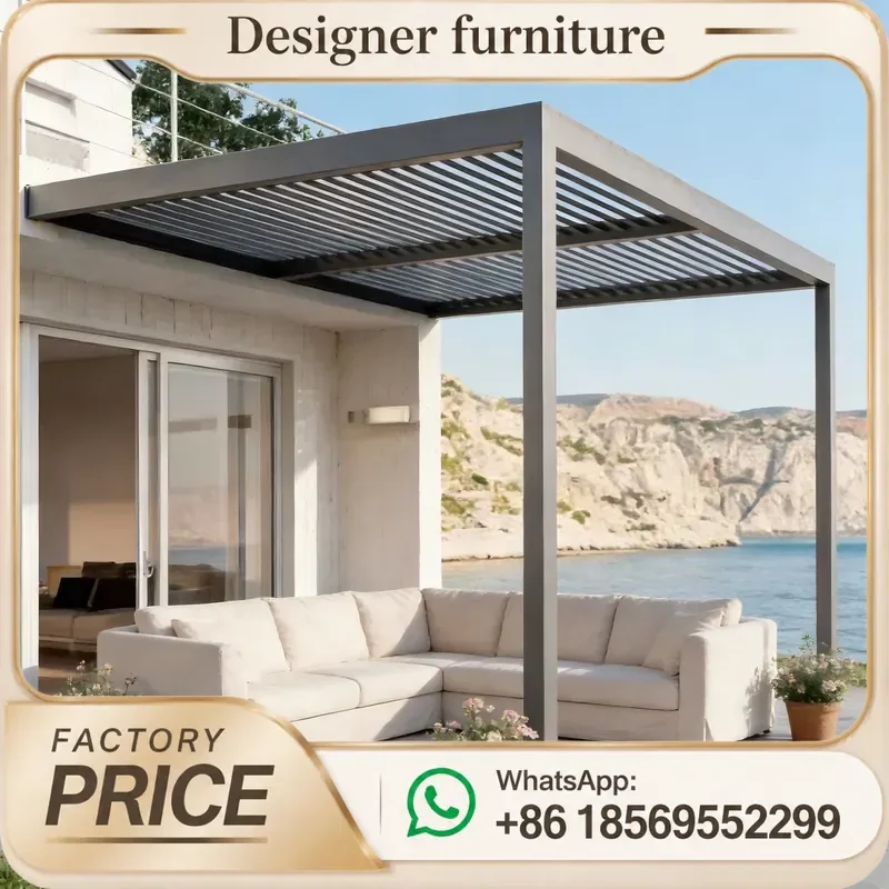 Bioclimatic Aluminum Pergola Adjustable Louvered Gazebo For Backyard Patio Outdoor All Weather Japanese Style Garden Shelter