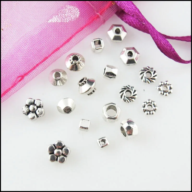 Fashion New Daisy Flower Cone Square Tiny Star Charms Spacer Bar Beads Tibetan Silver Plated