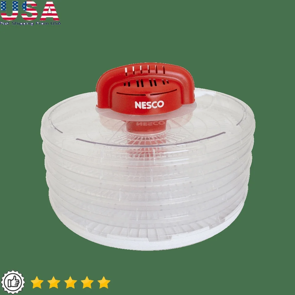 

Fixed Temperature Dehydrator 4 Trays Expandable to 7 Trays 350W Even Heat Distribution See-Through Lid Food Preservation