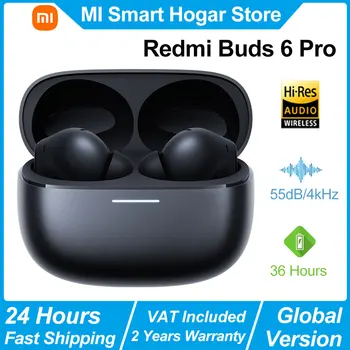 Bezprzewodowe słuchawki Bluetooth Xiaomi Redmi Buds 6 Pro, dźwięk Hi-Res z LDAC, aktywna redukcja szumów 55dB, BT5.3, wersja globalna
