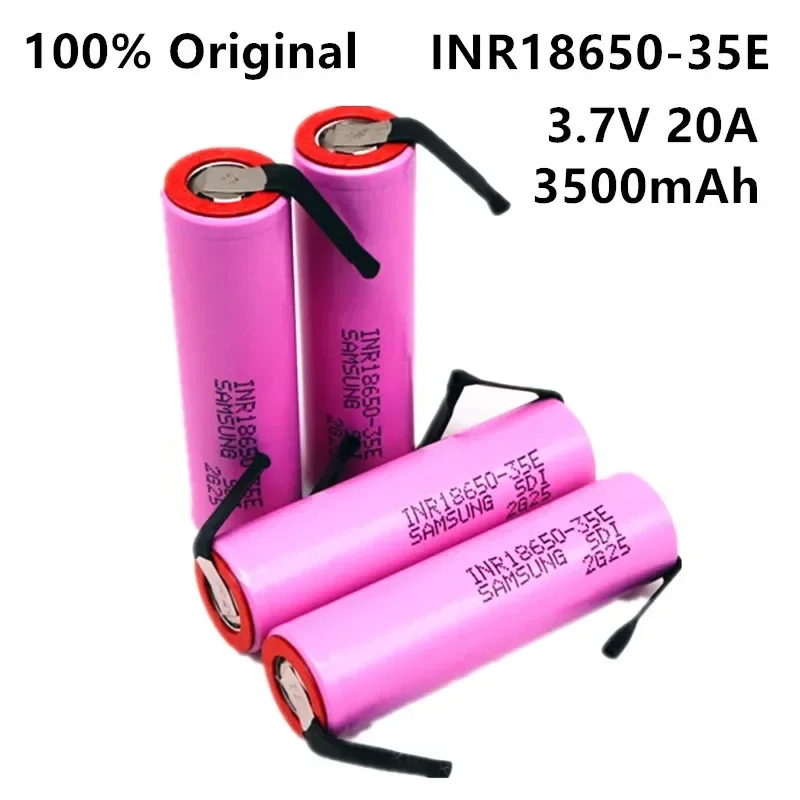 Original 3.7V 18650-35E Lithium-ion Rechargeable Battery 3500mAh Real Capacity +DIY Nickel Soldering Tab Portable Backup Battery