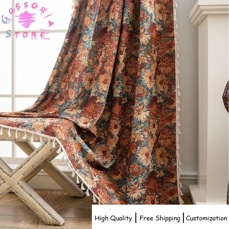 

Sample Custom Retro Oil Painting Style Color Curtains for Living Room Window Old Money Style Semi-Sheer Vintage Inspired Drapes